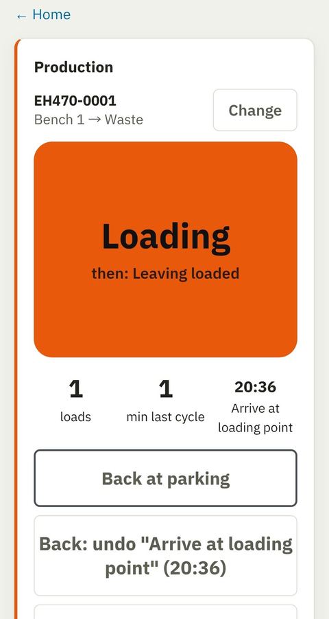 Field App: haul truck load cycle